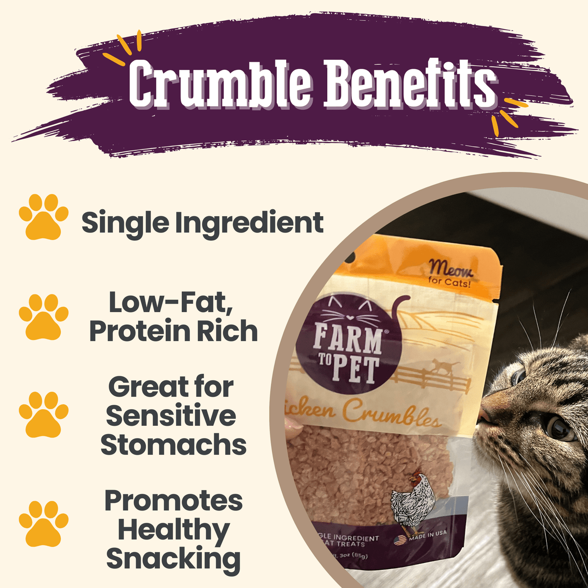 Chicken Crumbles Cat Treats | Single-Ingredient Treats for Cats